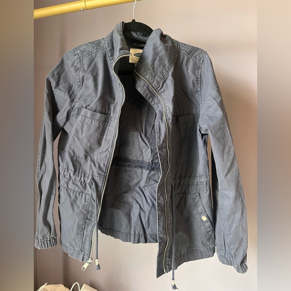 Old Navy Cinch Waist Faded Navy Utility Zip Up Jacket XS - Picture 3 of 6